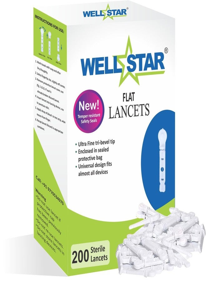 Wellstar 200 Flat LANCETS white COLOR Glucometer Lancet (200) - Image 1