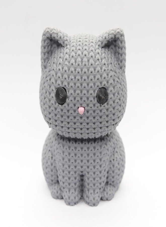 HICHISO - BILLOO The Knitted Kitten Desk Décor | Desk Buddy | Cute Cat Figurine for Office & Home | Eco-Friendly Biodegradable Polymer | Mood Booster & Stress Relief for Cat Lovers - Image 2