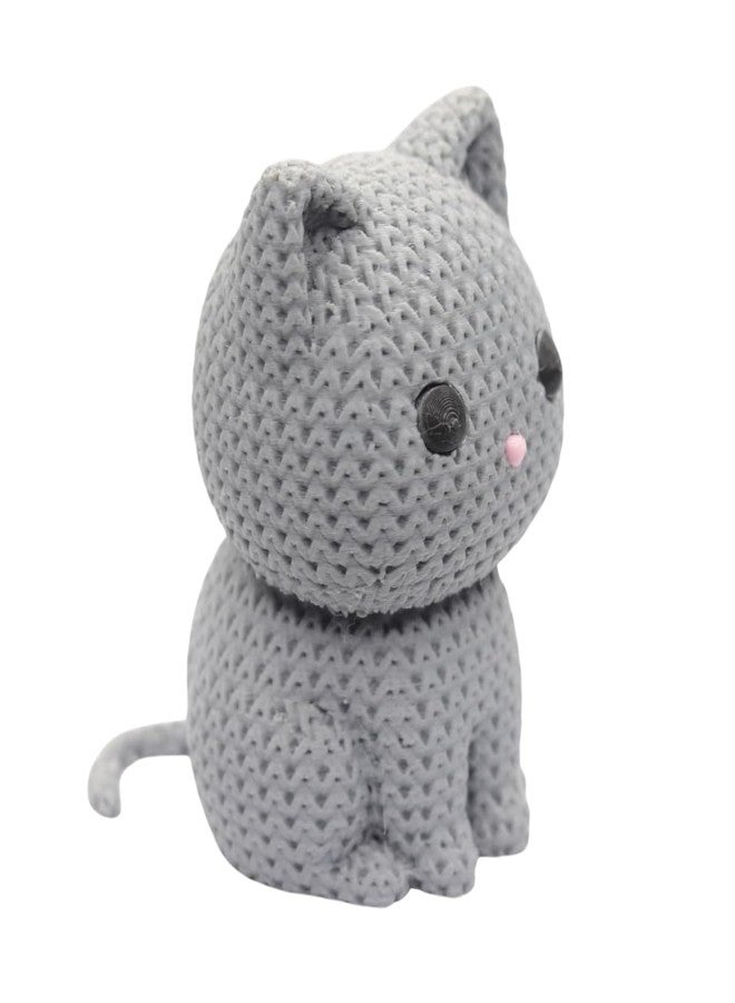 HICHISO - BILLOO The Knitted Kitten Desk Décor | Desk Buddy | Cute Cat Figurine for Office & Home | Eco-Friendly Biodegradable Polymer | Mood Booster & Stress Relief for Cat Lovers - Image 1