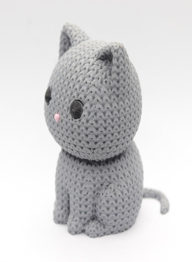 HICHISO - BILLOO The Knitted Kitten Desk Décor | Desk Buddy | Cute Cat Figurine for Office & Home | Eco-Friendly Biodegradable Polymer | Mood Booster & Stress Relief for Cat Lovers - Image 3
