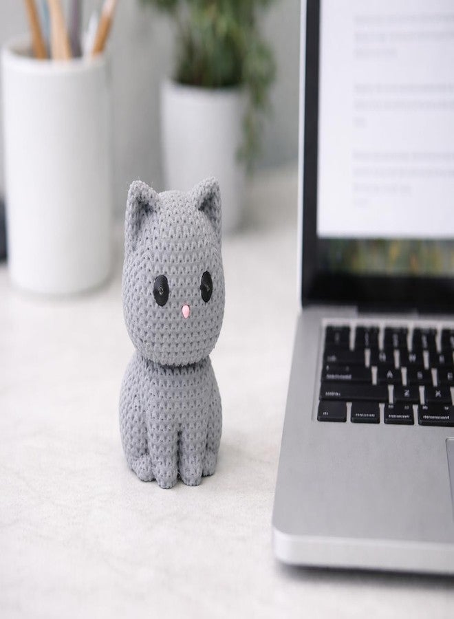 HICHISO - BILLOO The Knitted Kitten Desk Décor | Desk Buddy | Cute Cat Figurine for Office & Home | Eco-Friendly Biodegradable Polymer | Mood Booster & Stress Relief for Cat Lovers - Image 5