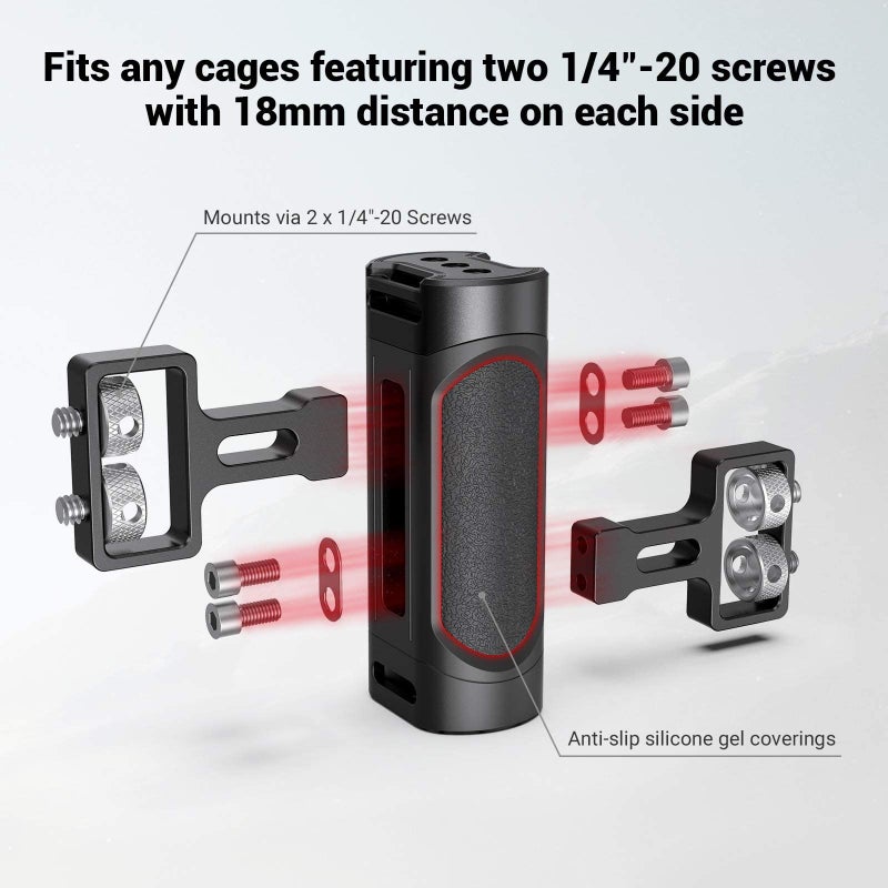 SMALLRIG مقبض جانبي صغير من SMALLRIG مع تركيب مزدوج 1/4"-20 لكاميرا رقمية بدون مرآة وكاميرا DSLR وقفص كاميرا صغير مع مفتاح مدمج، قابل للتعديل لأعلى ولأسفل - 2916 - Image 4