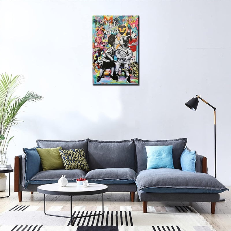 Tucocoo Banksy Street Art Canvas Wall Decor Love is The Answer Graffiti Paintings - Image 2