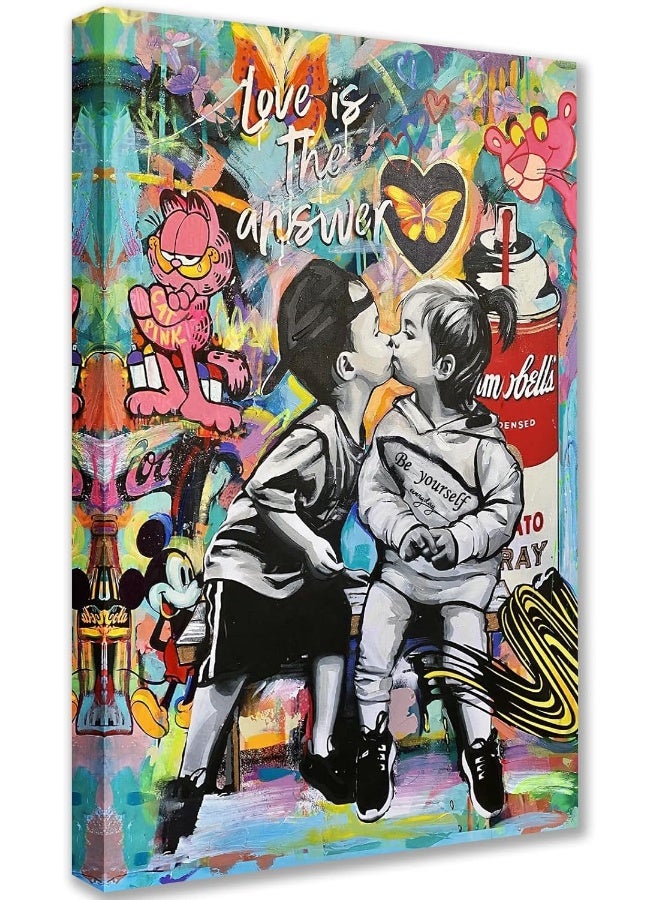 Tucocoo Banksy Street Art Canvas Wall Decor Love is The Answer Graffiti Paintings - Image 1