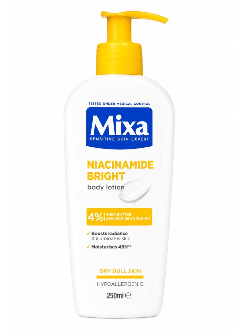 Mixa Niacinamide Bright Body Lotion with Shea Butter and Vitamin C for Dry & Dull Skin, 250ml - Image 1