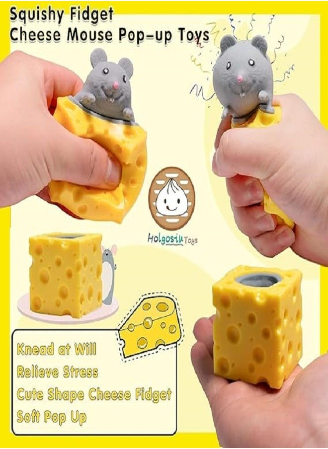 Generic Cheese Mouse Squishy, Stress Toys, Novelty Squishy Square Cheese Mouse Squishy Stress Toys, Mouse in Cheese Squeeze Fidgets Relieve Stress  - Image 2