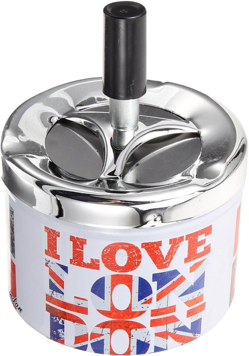 TIDTALEO Windproof Tin Ashtray with Rotating Lid, Small Metal Smokeless Ash Holder for Indoor Home and Office Use, European Style Decorative Ashtray - Image 1