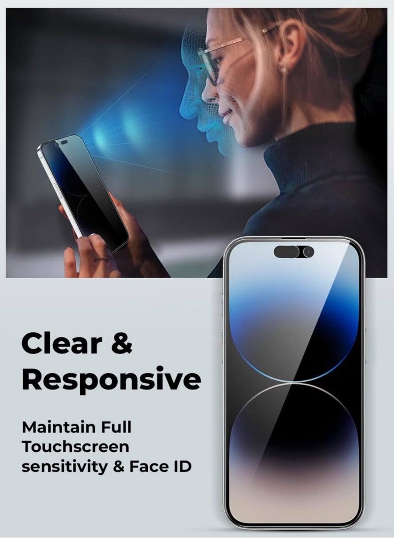 glassology 3Pack Privacy Screen Protector for iPhone 16 Pro - 6.9'', Easy Install, Case-Friendly, Anti-Spy, Anti-Fingerprint, Bubble Free, 100% Privacy Protection, Includes Installation Tool - Image 5