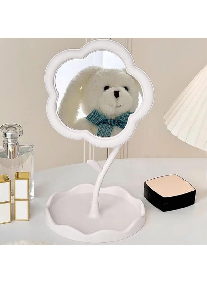 مرآة ماكياج على شكل زهرة لمرآة الغرور المكتبية لغرفة النوم وغرفة المعيشة والحد الأدنى من المساحات ديكور الغرفة ديكورات المنزل (أبيض) - Image 5