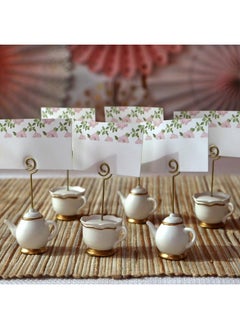 Kate Aspen Kate Aspen, Place Card Holders, Tea Time Whimsy, Teapot and Teacup, Place Cards Included, Set of 6,Pink  - Image 3