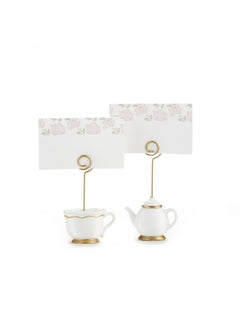 Kate Aspen Kate Aspen, Place Card Holders, Tea Time Whimsy, Teapot and Teacup, Place Cards Included, Set of 6,Pink  - Image 1