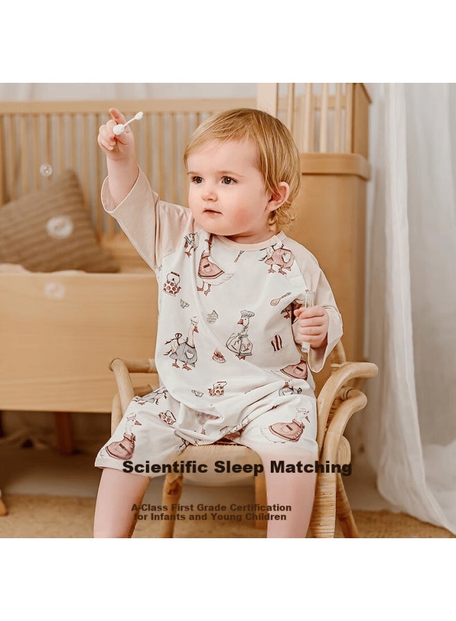 Emxee Baby Sleeping Bag Summer Baby Newborn Seven-sleeve Nightgown Children's Air-conditioned Room Artifact Pajamas Duck Masterchef - Image 2