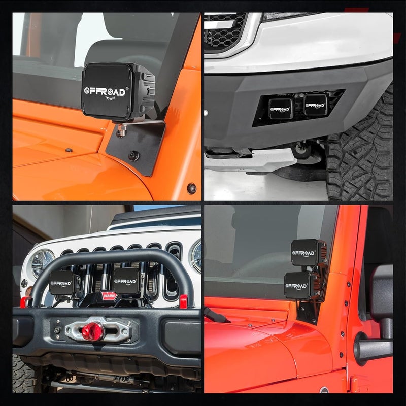 OFFROADTOWN أغطية أضواء مكعبات LED 2PCS 3 بوصة سوداء مربعة لأضواء الطرق الوعرة أغطية عدسة بولي كربونات واقية لأضواء شريط LED لأضواء ضباب مكعبات LED - Image 5