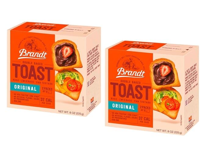 Brandt Zwieback Rusk | Sweetened Crispy Bread | Perfect for Teething Children | Enjoy With Sweet or Savory toppings | 8 oz each [Pack of 2] - Image 1
