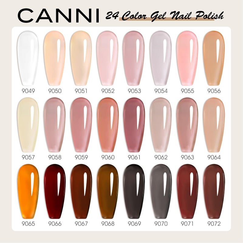 CANNI CC3 Jelly Gel Nail Polish Set with Color Card, 30Pcs Jelly Pink Gel Polish Nude Brown Color High Gloss Soak Off U V Nail French Nail Manicure Salon DIY - Image 3