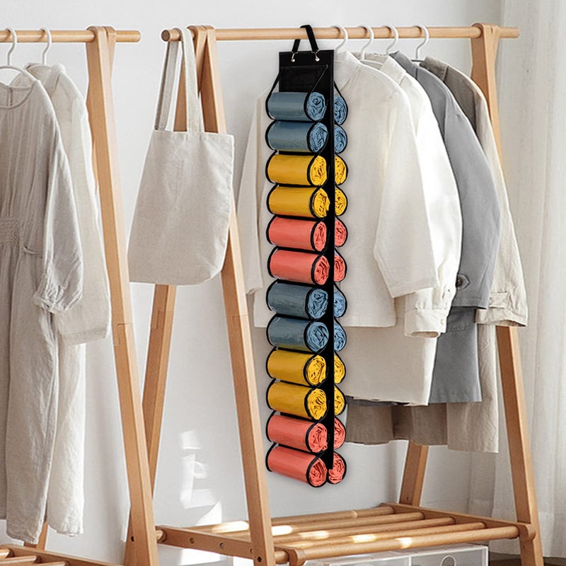Lirex Hanging Yoga Legging Storage Organizer with 24 Pockets, Foldable Oxford Cloth Hanging Closet Organizer Shirts Jeans Storage Hanger Socks Holder for Family Closet Bedroom, Black - Image 5