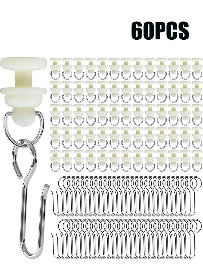 YJ Metal Curtain Track Hooks S Shaped Small Ceiling Stainless Steel Drape Wire for 60PCS - Image 1