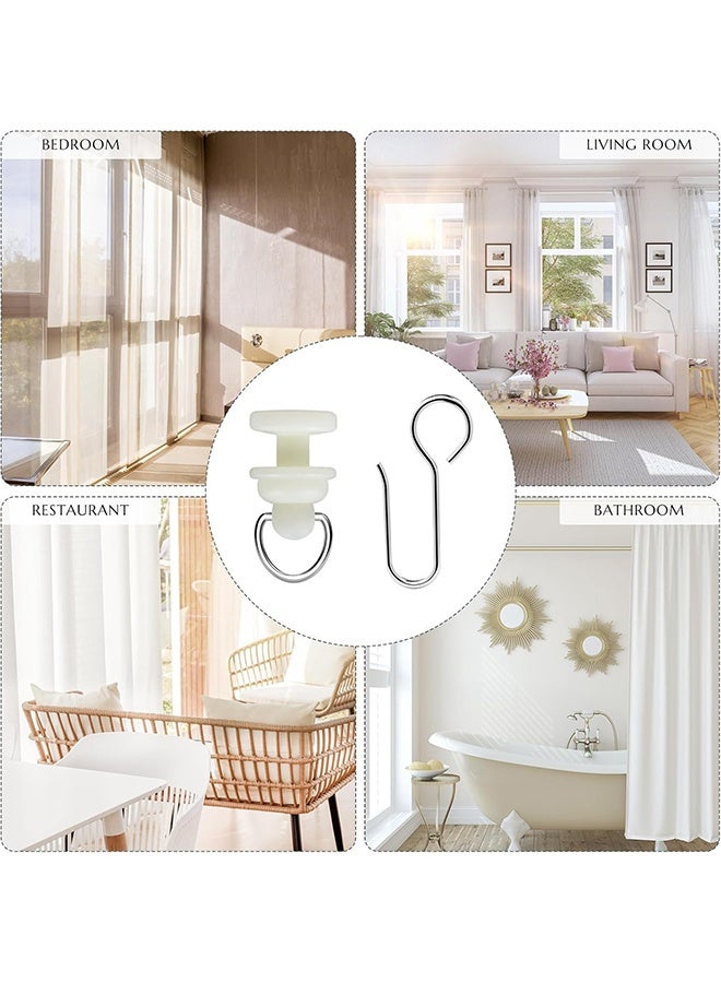 YJ Metal Curtain Track Hooks S Shaped Small Ceiling Stainless Steel Drape Wire for 60PCS - Image 3