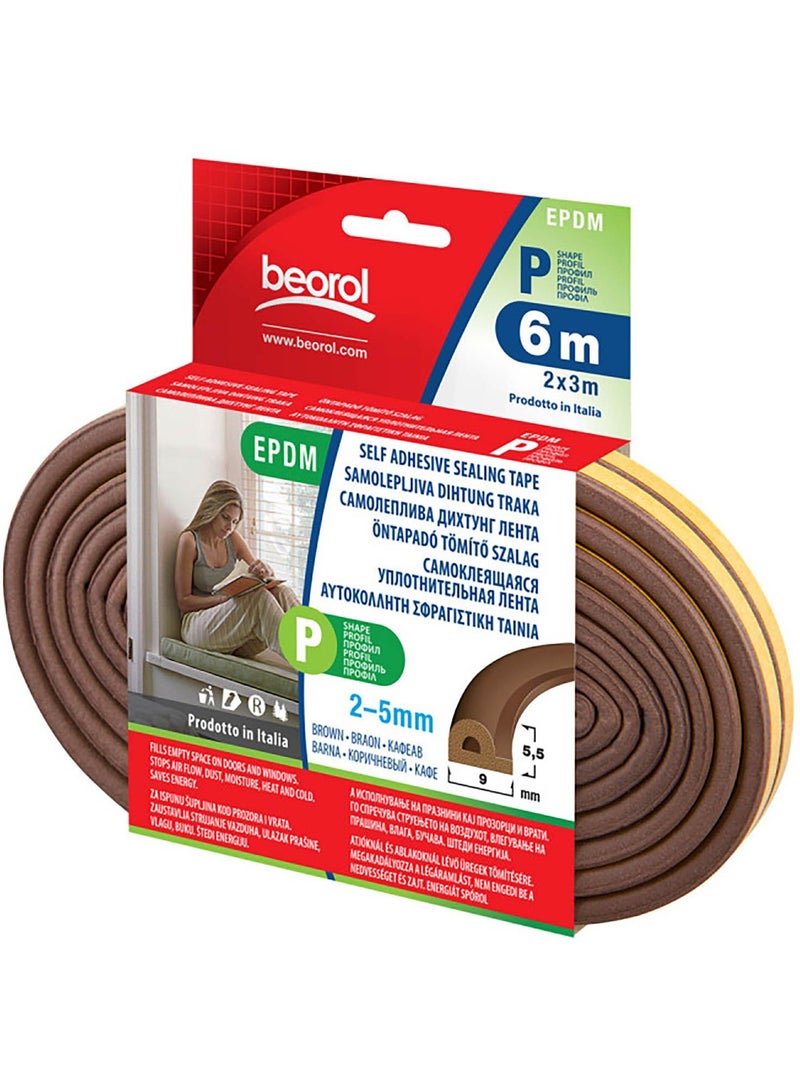 بيورول شريط لاصق ذاتي اللصق على شكل حرف "P" بني 2 × 3 متر