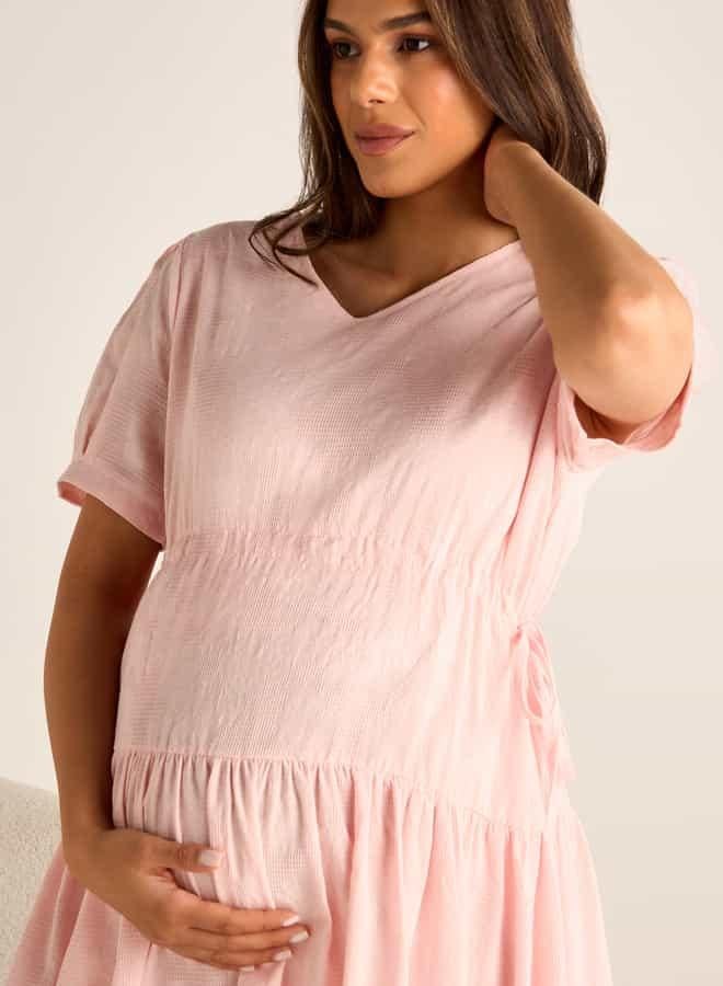 سبلاش فيڤ فستان حمل مريح بياقة على شكل حرف - Image 4