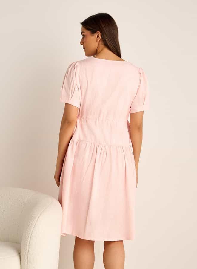 سبلاش فيڤ فستان حمل مريح بياقة على شكل حرف - Image 3