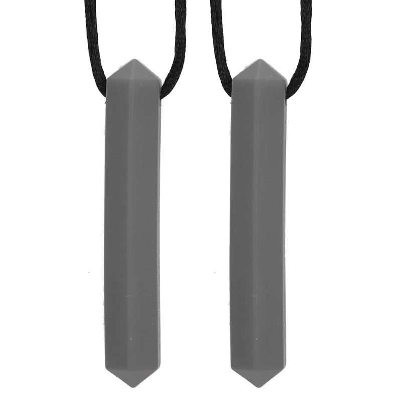 Silicone Teething Necklace: 2Pcs Grey High Temperature Resistant Waterproof Teether Pendant - High Tensile Strength Sensory Chew Necklace for Babies Toddlers With Sensory Needs - Image 5