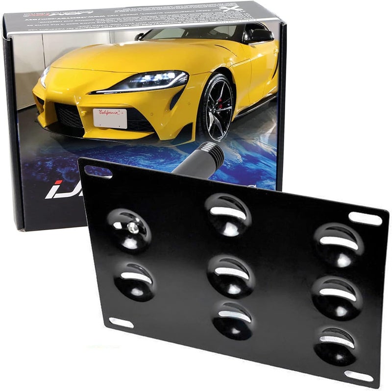 iJDMTOY Compatible with 2020-up Toyota Supra GR No Drill Front Bumper Tow Hook License Plate Mounting Bracket Adapter Kit Transparent body - Image 1
