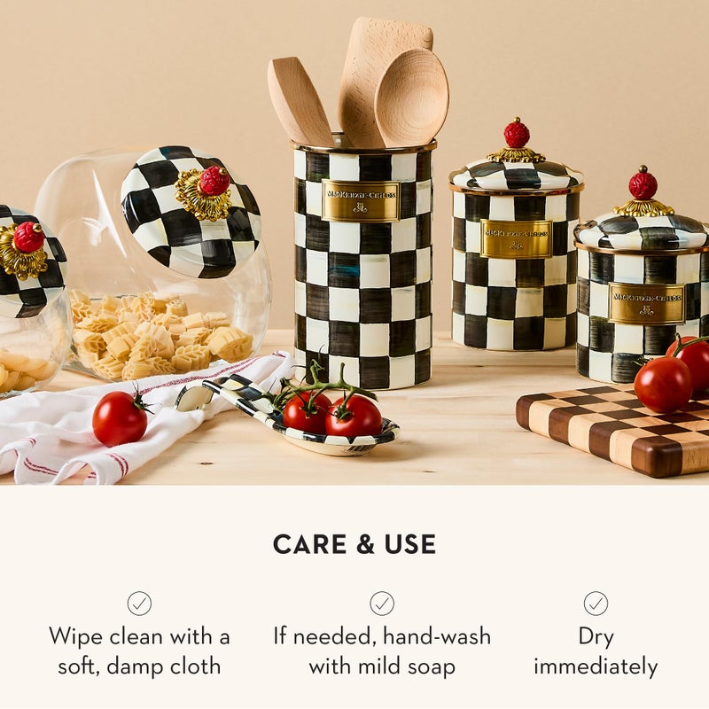 mackenzie childs MACKENZIE-CHILDS Enamel Spoon Rest, Kitchen Spoon Holder and Utensil Rest for Stovetop, Black-and-White Courtly Check - Image 5