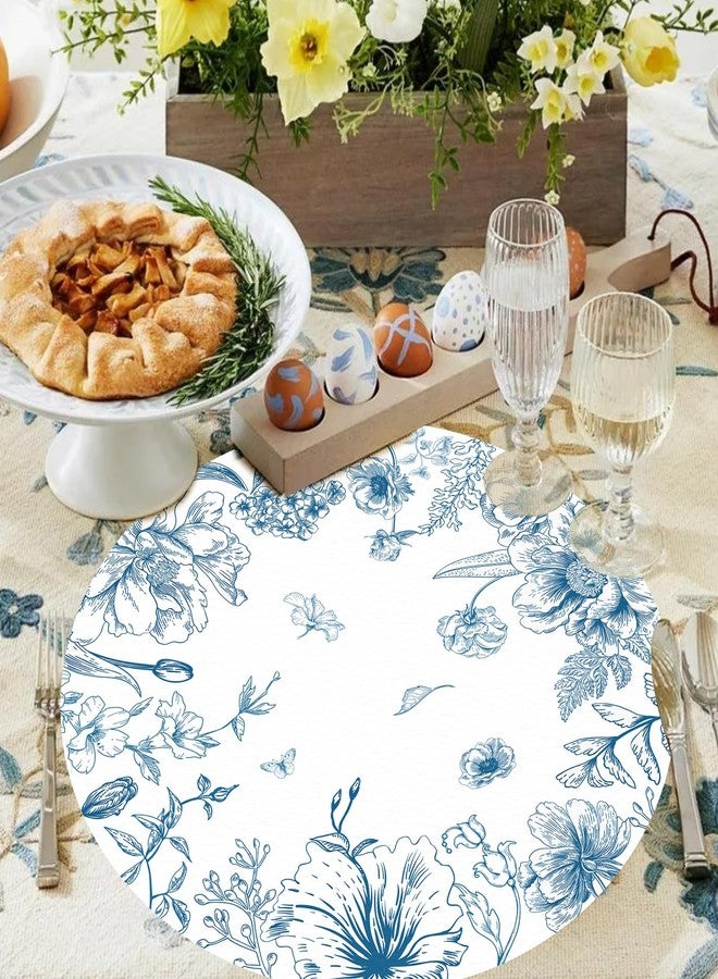 Tarklanda 50 Pack Paper Placemats Disposable Blue and White Placemats 13.7 Inch Vintage Blue Floral Place Mats Decorative Chinoiserie Round Table Mats for Dinner Table Setting Birthday Wedding Party Supplies - Image 4