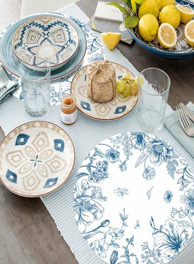 Tarklanda 50 Pack Paper Placemats Disposable Blue and White Placemats 13.7 Inch Vintage Blue Floral Place Mats Decorative Chinoiserie Round Table Mats for Dinner Table Setting Birthday Wedding Party Supplies - Image 5