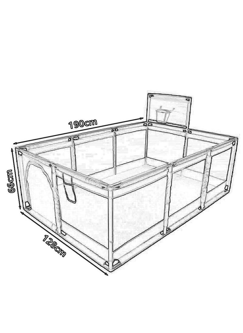 Generic - Large Baby Playpen, Durable Ball Pit, Playpen with Basketball Hoop, Indoor & Outdoor Activity Center, Safety Gates, 30 Balls 126 x 126 x 66 cm (Blue) by TOYS-EGYPT - Image 1