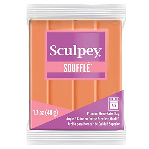 Polyform Sculpey Soufflé™ Polymer Oven-Bake Clay, Pumpkin Orange, Non Toxic, 1.7 oz. bar, Great for jewelry making, holiday, DIY, mixed media and more! Premium light-weight oven bake clay. - Image 1