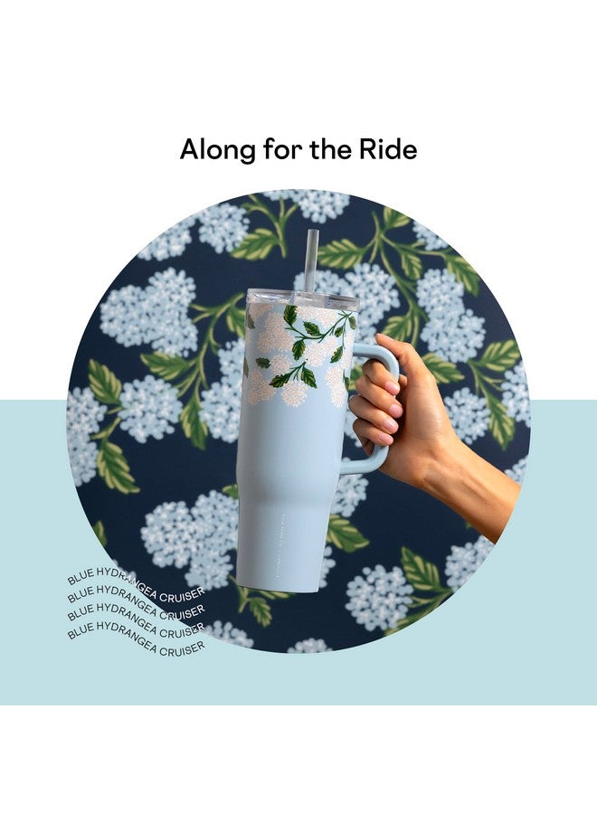 CORKCICLE إكس رايفل بيبر كو. كوب معزول مع مقبض وقشة، لون أزرق لامع، 40 أونصة - زجاجة ماء قابلة لإعادة الاستخدام تحافظ على المشروبات باردة لمدة 20 ساعة، ساخنة لمدة 9 ساعات - مناسبة لحامل الأكواب، مقاومة للتسرب - Image 3