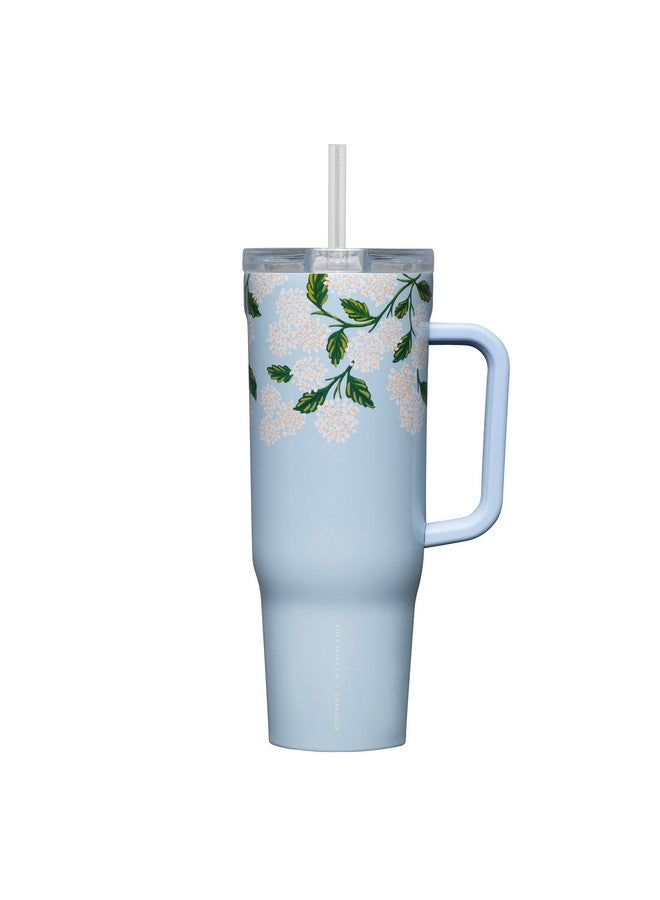 CORKCICLE إكس رايفل بيبر كو. كوب معزول مع مقبض وقشة، لون أزرق لامع، 40 أونصة - زجاجة ماء قابلة لإعادة الاستخدام تحافظ على المشروبات باردة لمدة 20 ساعة، ساخنة لمدة 9 ساعات - مناسبة لحامل الأكواب، مقاومة للتسرب - Image 1