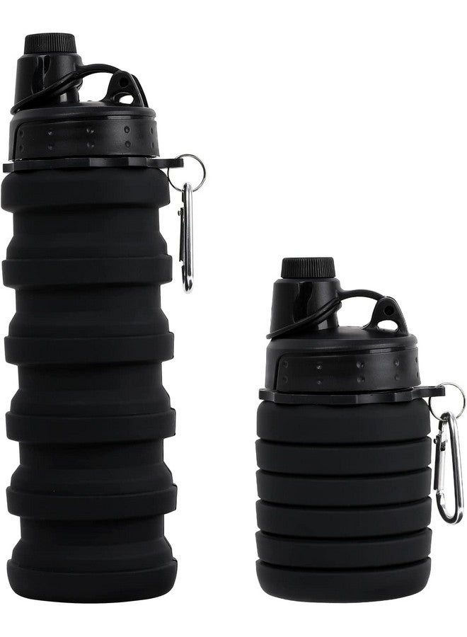 HAWKISTER Collapsible Silicone Water Bottle For Sports, Trekking, Cycling, Outdoor, College, And Gym - Foldable With Sipper Lid And Snap Hook, Grey, 0.50 Liter - Image 1