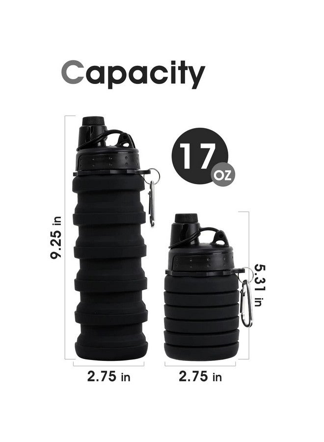 HAWKISTER Collapsible Silicone Water Bottle For Sports, Trekking, Cycling, Outdoor, College, And Gym - Foldable With Sipper Lid And Snap Hook, Grey, 0.50 Liter - Image 4