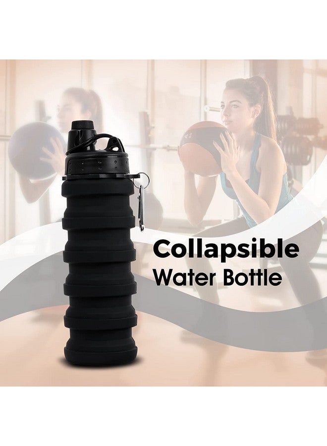 HAWKISTER Collapsible Silicone Water Bottle For Sports, Trekking, Cycling, Outdoor, College, And Gym - Foldable With Sipper Lid And Snap Hook, Grey, 0.50 Liter - Image 3