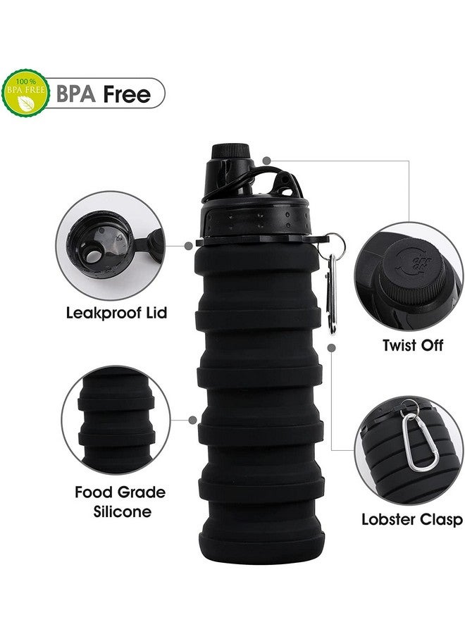 HAWKISTER Collapsible Silicone Water Bottle For Sports, Trekking, Cycling, Outdoor, College, And Gym - Foldable With Sipper Lid And Snap Hook, Grey, 0.50 Liter - Image 2