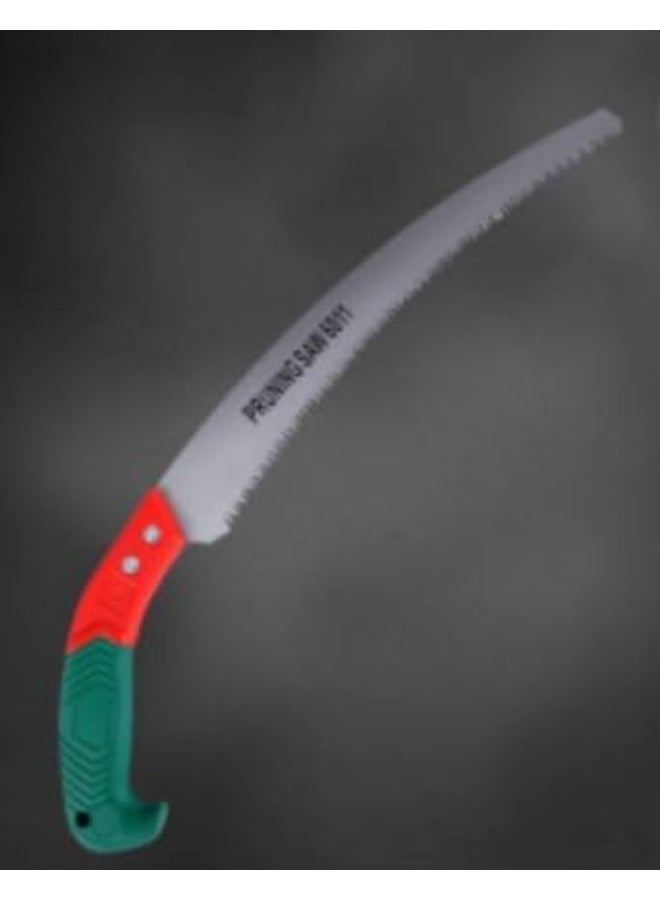 Emerald 19" Curved Pruning Saw with Scabbard Triple Teeth, Push Button, Soft Grip Folding Saw for Wood Gardening Camping Bushcraft - Image 1