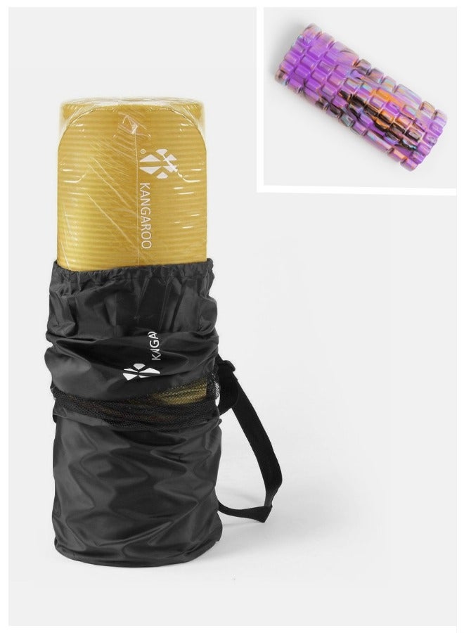 كانجرو مجموعة فرشة التمارين سمك 15 ملي اصفر مع فوم رولر ملونة بنفسجي