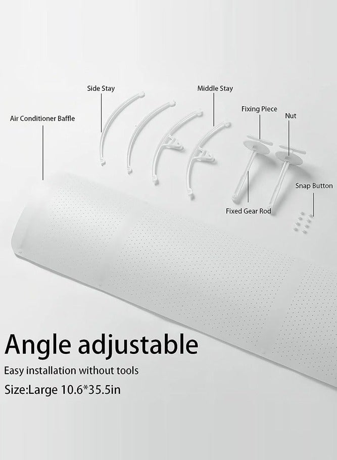 BELLSBERRY درع الرياح لمكيف الهواء المنفصل – دليل تدفق الهواء القابل للتعديل المركزي، درع مكيف هواء تلسكوبي (90x27 سم) - Image 3