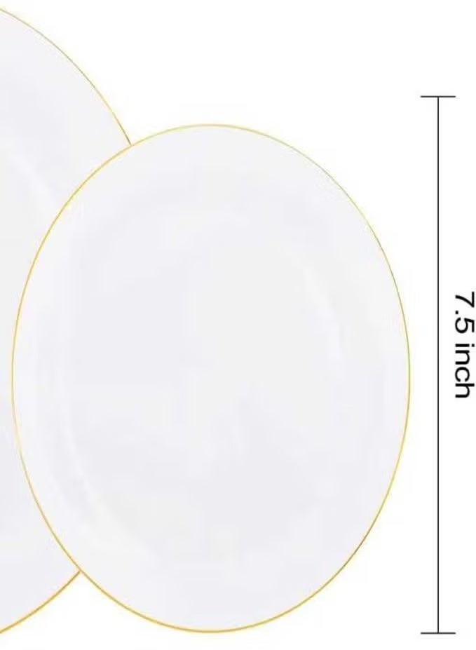 50 heavy-duty disposable gold plastic plates, 7.5-inch salad/dessert/appetizer plates - Image 2