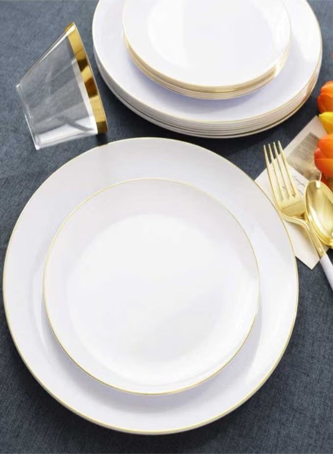 50 heavy-duty disposable gold plastic plates, 7.5-inch salad/dessert/appetizer plates - Image 3