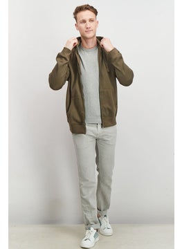 French Connection Men Hooded Long Sleeves Brand Logo Sweatshirt, Khaki and Olive  - Image 2