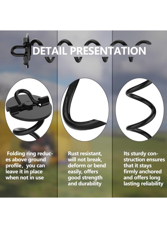Eurmax USA 4-Pc Pack Spiral Stakes Heavy Duty Anchor Kit Ice Screw Anchor for Trampoline, Tents, tarps, Canopies,car Ports,Dog tie Out and etc Bonus Tie Down Straps 4-Pc Pack (Black) - Image 4