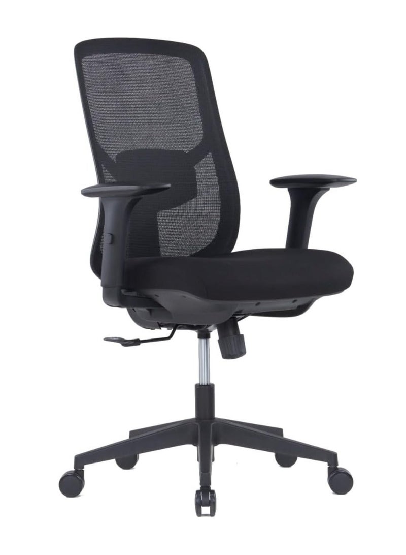 Kaliber Luxe Mid Back Office Chair – Ergonomic Mesh Back, Upholstered Seat, Adjustable Lumbar Support, and 3-Lock Synchro Tilt Mechanism  for Comfort - Image 5