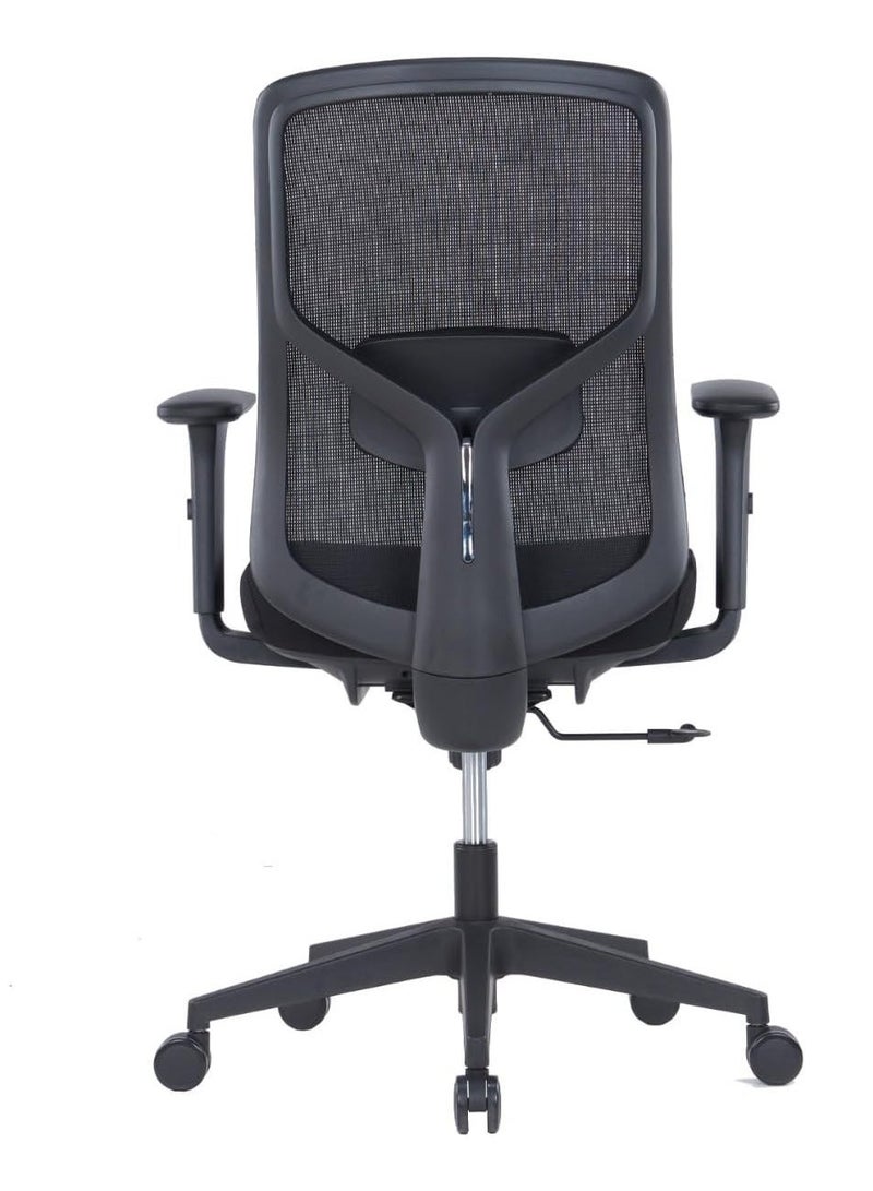 Kaliber Luxe Mid Back Office Chair – Ergonomic Mesh Back, Upholstered Seat, Adjustable Lumbar Support, and 3-Lock Synchro Tilt Mechanism  for Comfort - Image 2