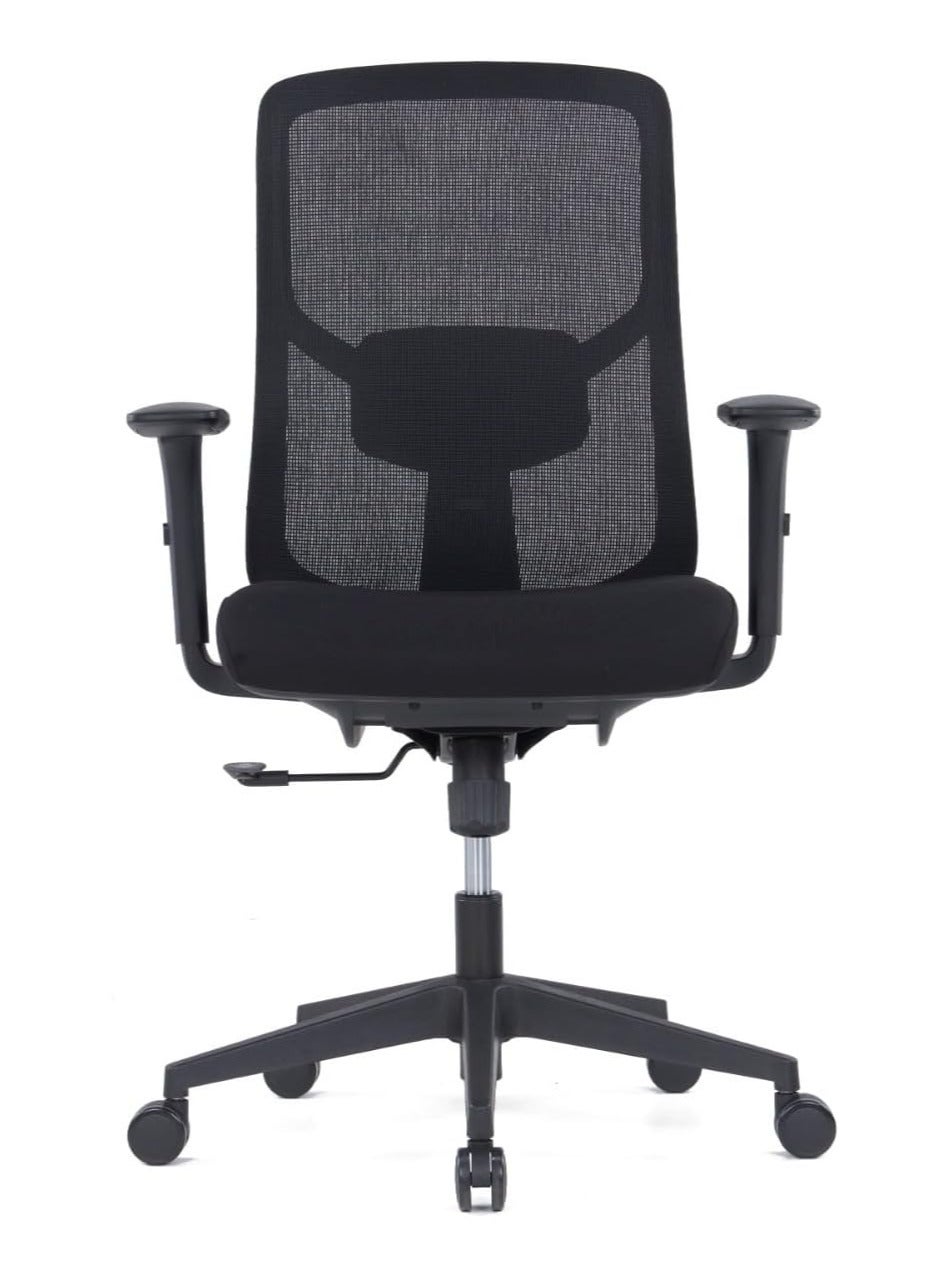 Kaliber Luxe Mid Back Office Chair – Ergonomic Mesh Back, Upholstered Seat, Adjustable Lumbar Support, and 3-Lock Synchro Tilt Mechanism for Comfort