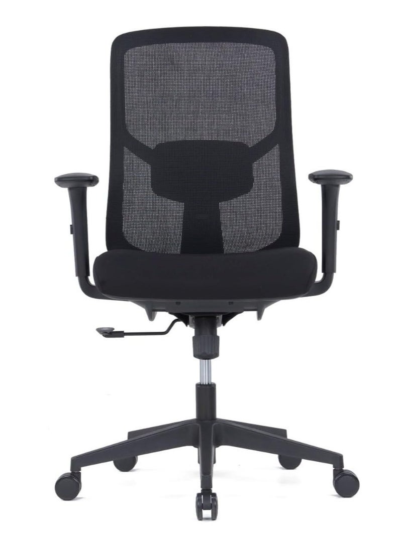 Kaliber Luxe Mid Back Office Chair – Ergonomic Mesh Back, Upholstered Seat, Adjustable Lumbar Support, and 3-Lock Synchro Tilt Mechanism  for Comfort - Image 1