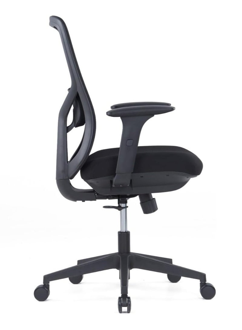 Kaliber Luxe Mid Back Office Chair – Ergonomic Mesh Back, Upholstered Seat, Adjustable Lumbar Support, and 3-Lock Synchro Tilt Mechanism  for Comfort - Image 3